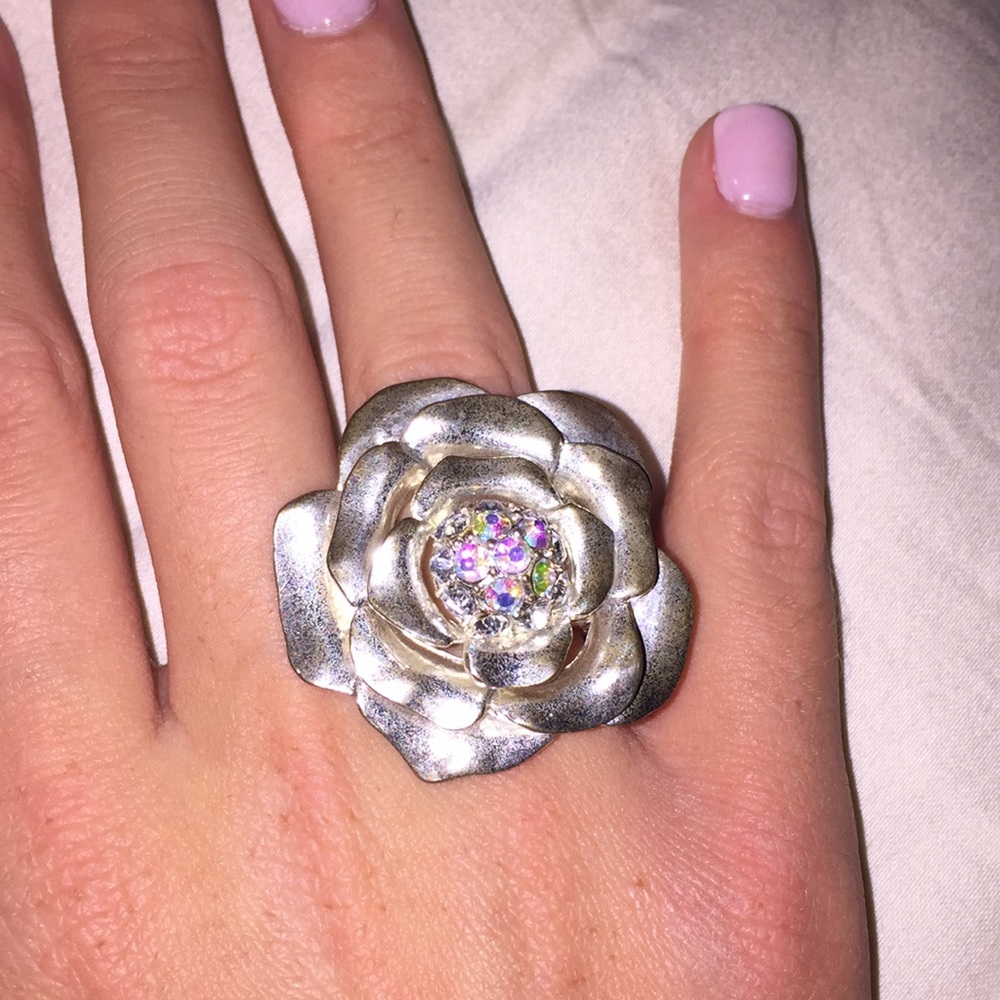 Sliver flowers stretch ring!